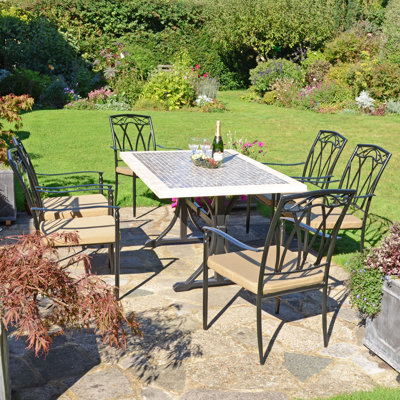 WILMINGTON Stone Dining Table with 6 ASCOT Chairs Garden Set