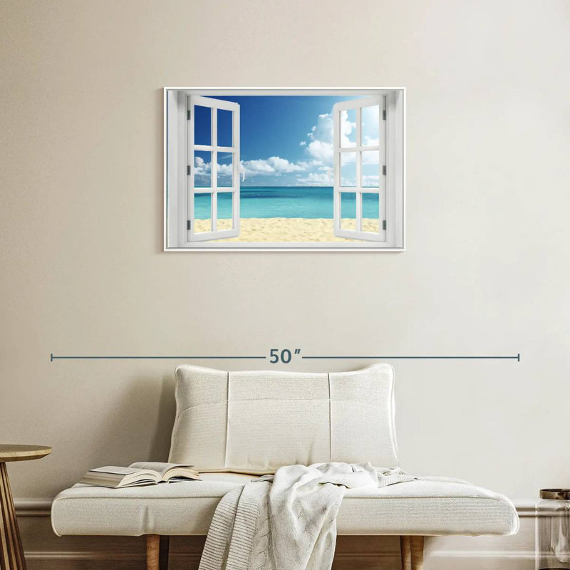 Fenêtre à distance Azemar, Cadre flottant blanc, 31 po x 21 po