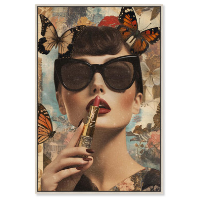 «Iconic Lady Butterfly Collage II», reproduction d'art sur toile par Art Remedy