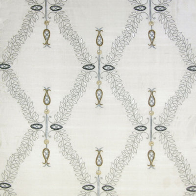 White Hall Floral Silk Fabric