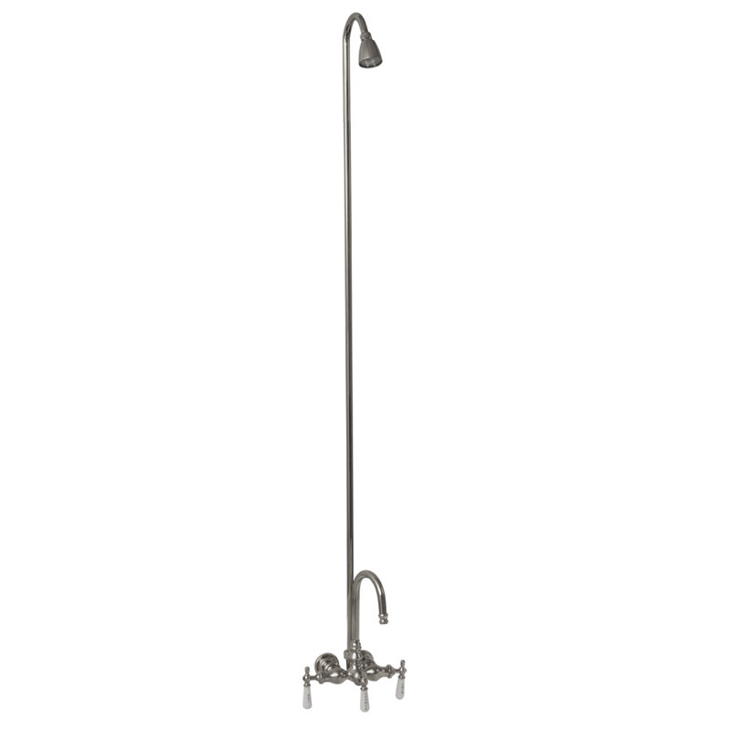 3 Handle Bathroom Clawfoot Tub Faucet with Diverter