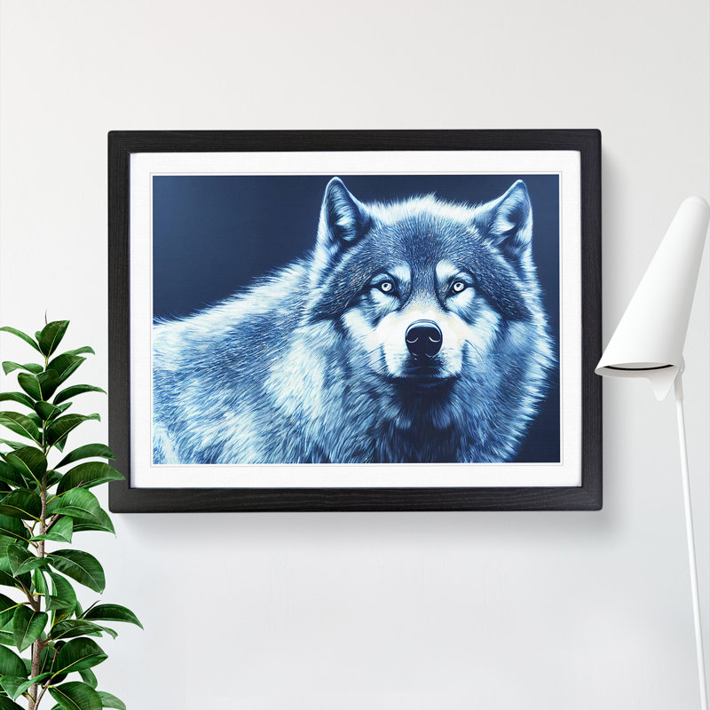 XH1022-10277X Wolf Portrait Vol.7 - Single Picture Frame Print, 46cm H x 64cm W, Black 