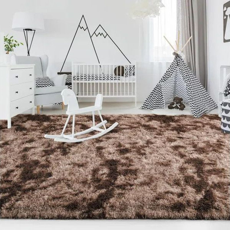 Antonije Tie Dye Shag Area Rug, Rectangle 4' x 6', Brown
