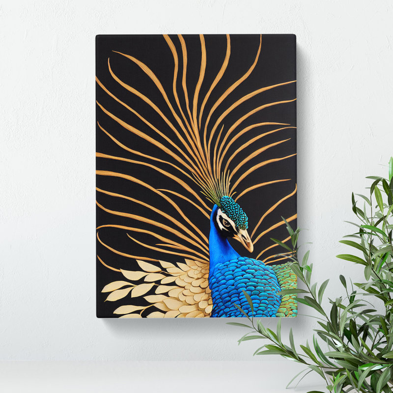 Striking Peacock Art No.4 - Wrapped Canvas, 76cm H x 50cm W x 3cm D