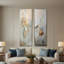 Tableau abstrait sur toile, idéal pour décorer un bureau à domicile - Impression d'art mural moderne pour la décoration du salon - Lot de 2, 70 pouces, brun et or