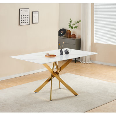 Glass Top Metal Base Dining Table