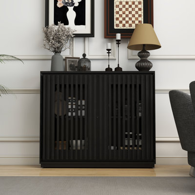 Mid Century Modern Fluted Hollowed Out Sideboard Cabinet