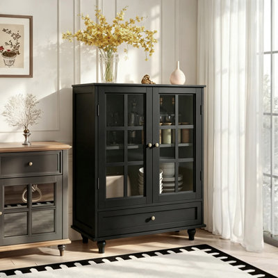 Buffet 38 po Mekyle avec 2 portes en verre et tiroir