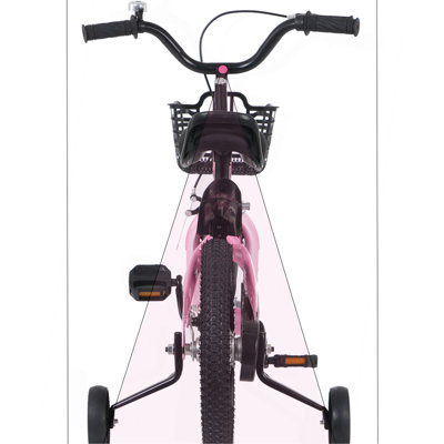 18 inch sporty kids bike with training wheels and stand Adjustable saddle Suitable for boys and girls aged 5-10 years tall Height 45-57 inches Available in a variety of colors
