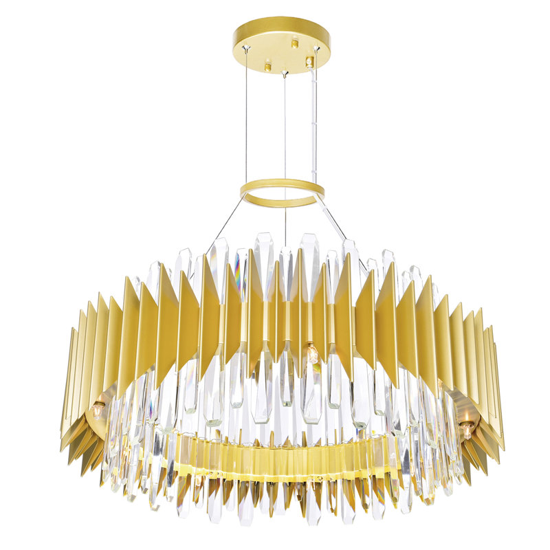 28'' 18-Light Chandelier with Satin Gold Finish For Living Room, Dining Room, Foyer – G9 LED Compatible, Bulbs Not Included – Modern Skyline-Inspired Silhouette