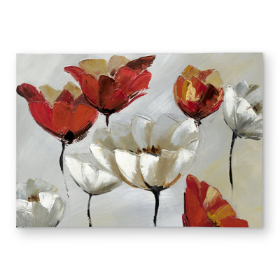 Abstract Red and White Flowers - Romantic Outdoor Area Rug