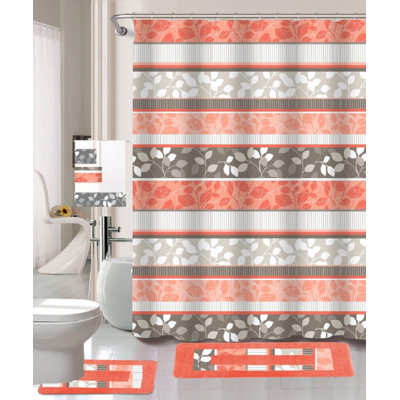 Stidstone 3 Piece Floral Shower Curtain Set + Hooks