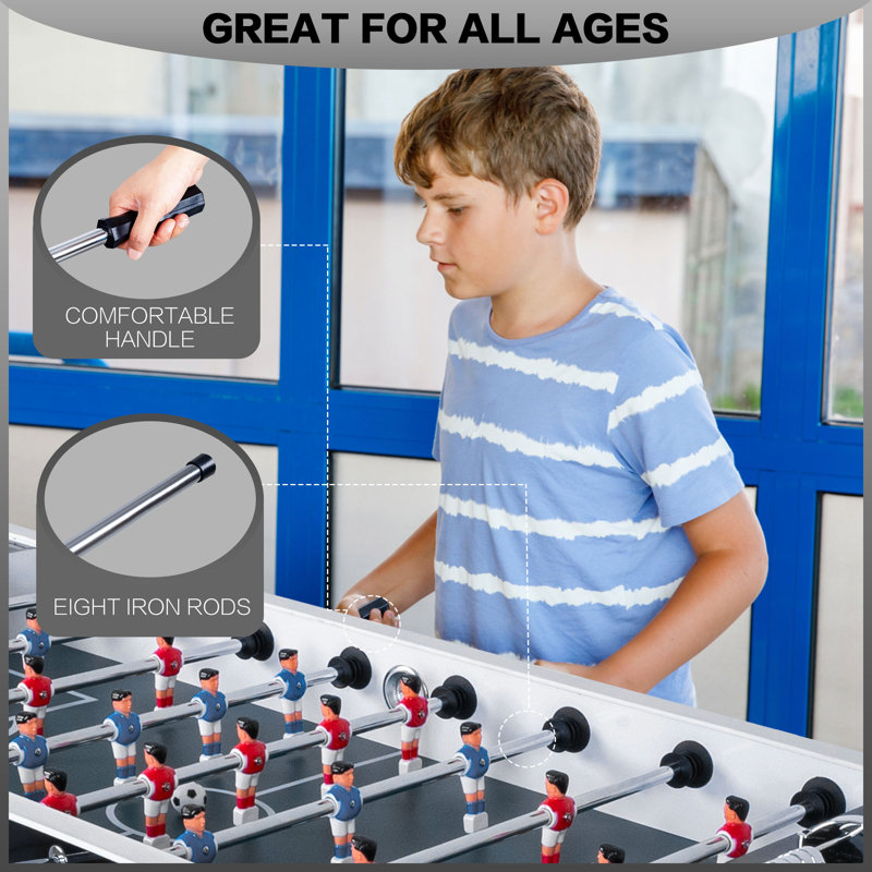 Black and Silver 58" MDF Foosball Table with Ergonomic Handles