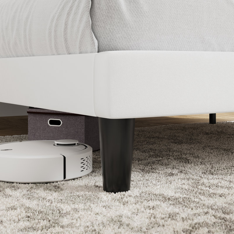 Lit plateforme tapissier avec tête de lit Cleo Modern, Double, Blanc