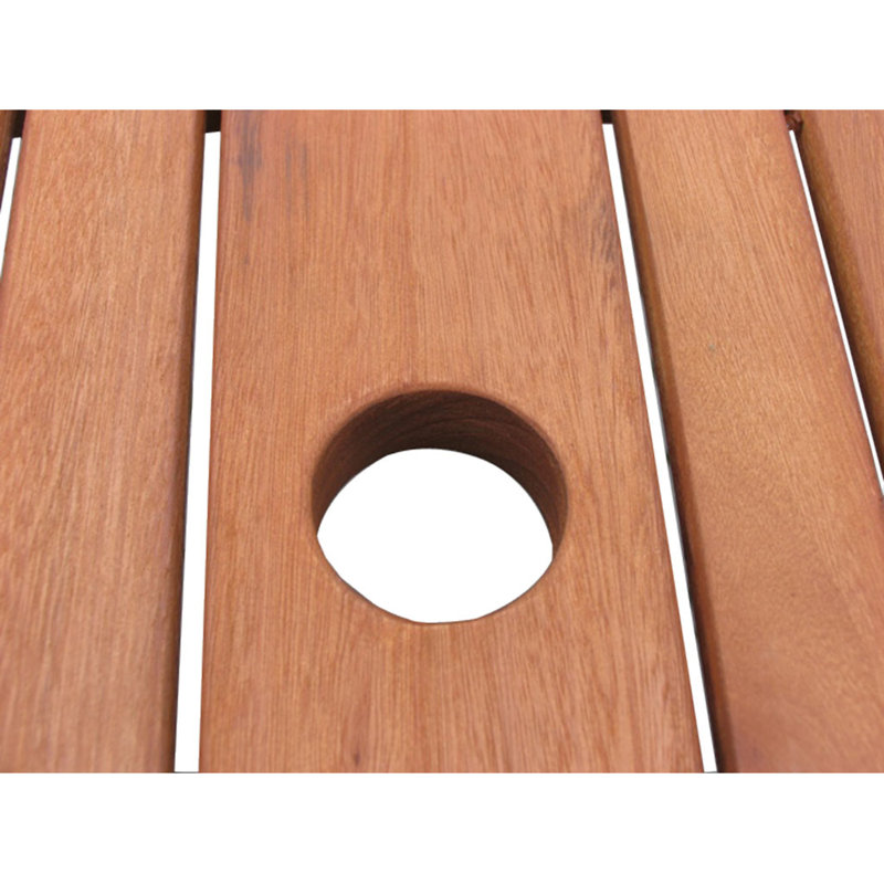 Beard Square Eucalyptus Outdoor Dining Table With Umbrella Hole , 90cm cm W 90cm cm D, Brown