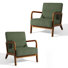 Jyrin Mid Century Upholstered Gray Green Corduroy Solid Wood Accent Chair with an Extra Pillow
