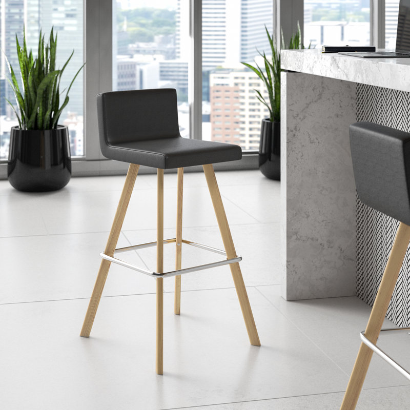 Gladwell Upholstered Counter Stool with Metal Frame, Dark Gray