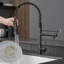 Robinet de cuisine noir rétractable, acier inoxydable, rotation à 360 °, facile à utiliser et à nettoyer à 360 degrés-1108079028