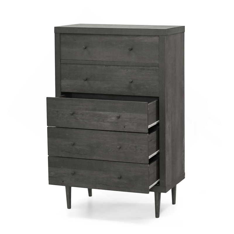 Commode 5 tiroirs Nordic, Gris