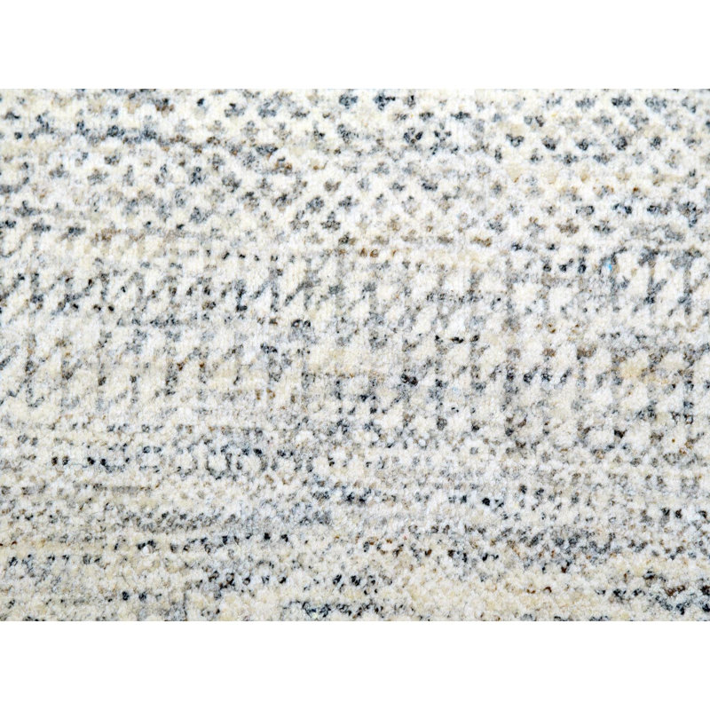Tapis rond blanc en laine douce noué à la main 13 pi 9 po x 13 pi 9 po