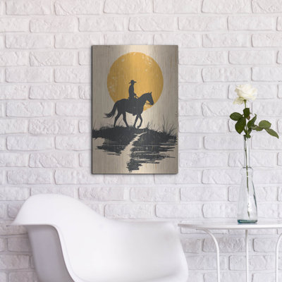 Luxe Metal Art 'Cowboy In The Sunset' by Andreas Magnusson Metal Wall Art