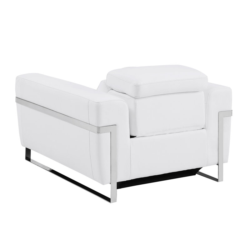 Top Grain Italian Leather Chair with Power Recliner, White