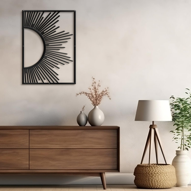 Décoration murale décorative abstraite murale en métal, H 18 po x l 12,86 po x P 0,05 po, Noir