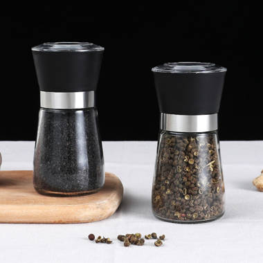 Stainless Steel Salt and Pepper Grinder Set -Tall Shaker, Adjustable  Coarseness, Refillable -Sea Salt, Black Peppercorn Mill 