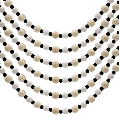 56"L Wood Bead Garlands - Set of 6 - Black/White