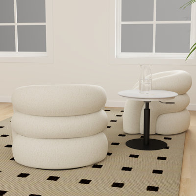 Fauteuil demi-tonneau rembourré et pivotant
