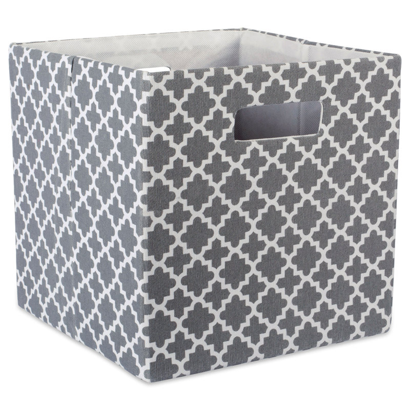 Cube en tissu treillis, Gris, H 13 po x l 13 po x p 13 po