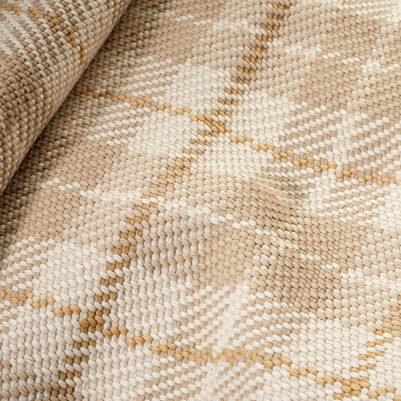 Lakeville Plaid Khaki Handwoven Indoor/Outdoor Rug, Rectangle 2' x 3'