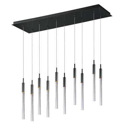 Luminaire suspendu pour îlot de cuisine 10 lumières à del cylindrique Delafuente