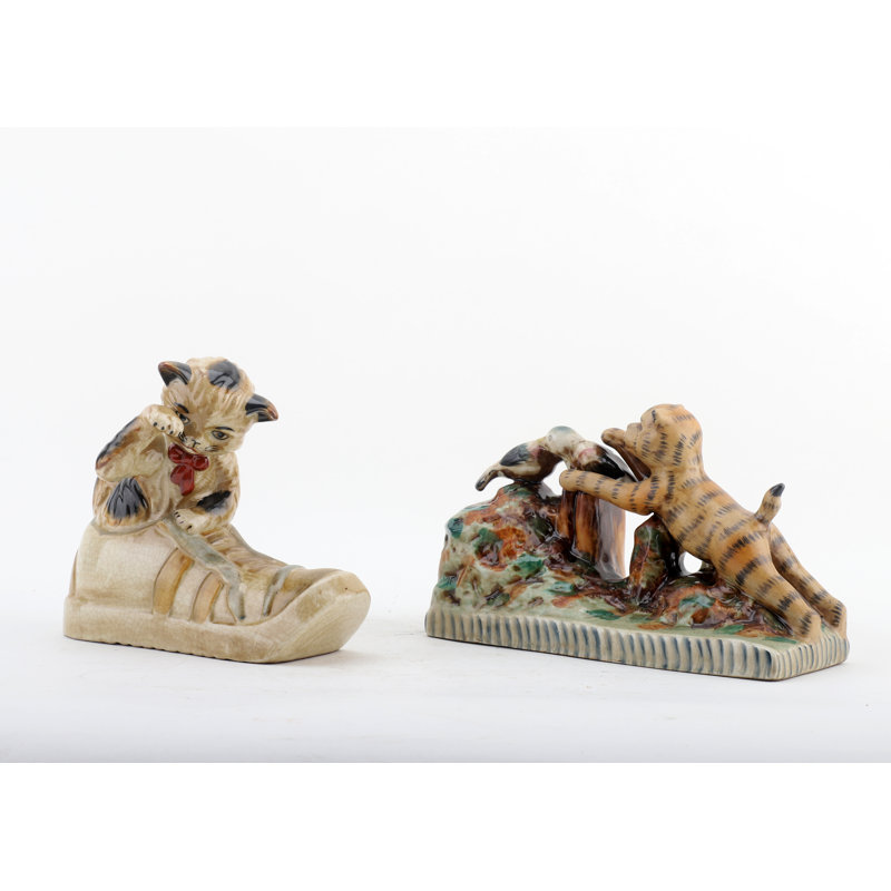 Playful Kitty on Shoe Figurine