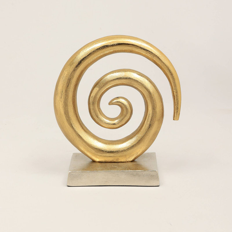 Sculpture | Spiral Design Aluminium Tabletop Décor with Base |  Gold Color