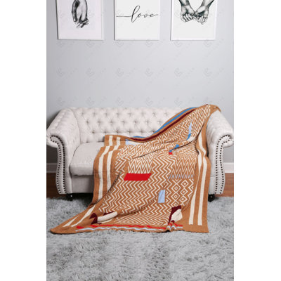 Jeté de luxe à motif géométrique 