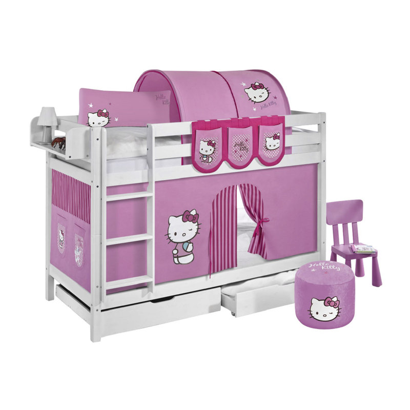 Hello Kitty Single Bunk Bed with Curtain, Pink