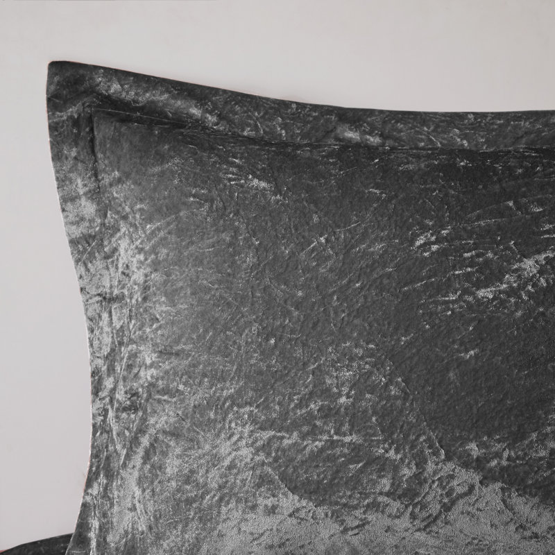 Luxurious Gray Crushed Velvet King/Cal King Duvet Cover Set
