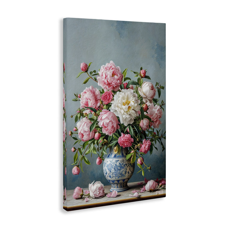 Art mural sur toile, "Full pivoines" par Roozbeh Bahramali, H 36 po x l 24 po