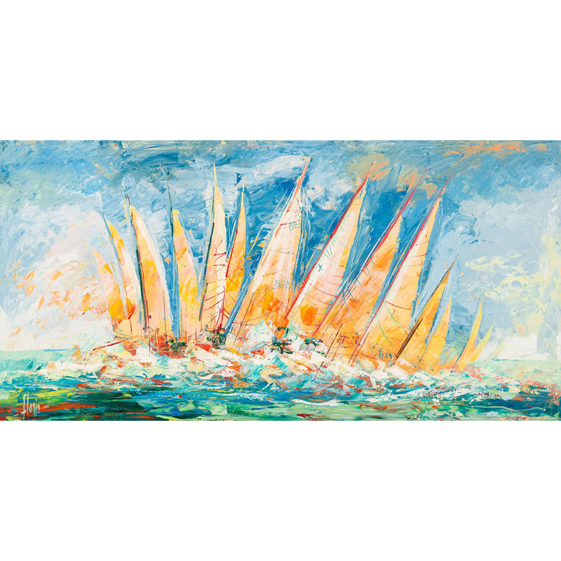 Into The Waves 1 Piece Wrapped Canvas Painting, 35cm H x 70cm W x 4cm D