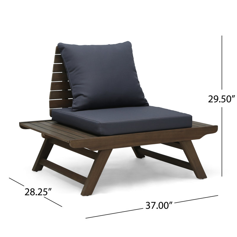 Salch Wood Outdoor Lounge Chair, Dark Grey, Brown