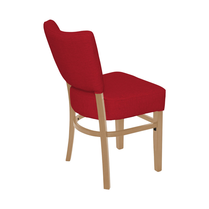 Chaise de restaurant rembourrée Madison, Rouge, Bois naturel