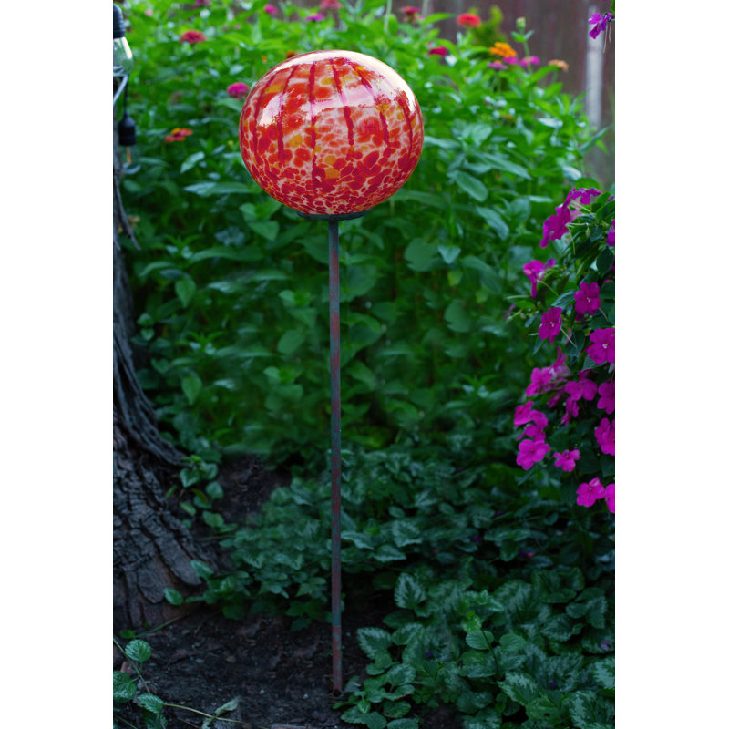 Piquet de jardin sphérique elliptique Lollipop, Orange / Rouge