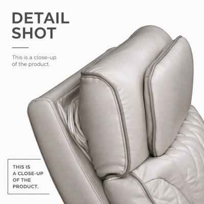 Fauteuil inclinable électrique en cuir blanc l 37 po avec repose-tête réglable, lumières DEL, ports USB et rangement Jazmina