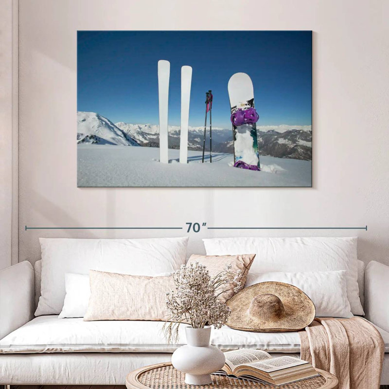 Skis And Snowboard, 32" H x 48" W
