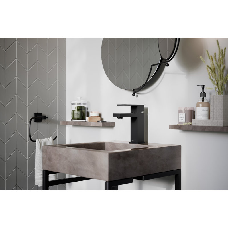 Duro Single-Hole Single-Handle Bathroom Faucet with Push Pop Drain, Matte Black