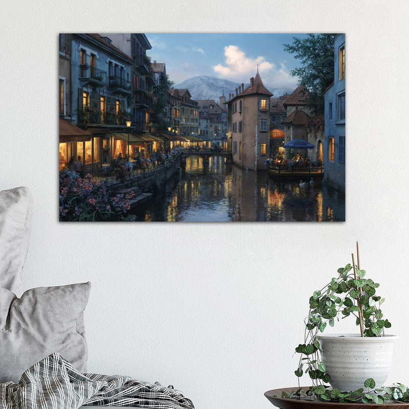Evening In Annecy by Evgeny Lushpin - Wrapped Canvas Painting, 66.04 cm H x 45.72 cm W x 3.175 cm D