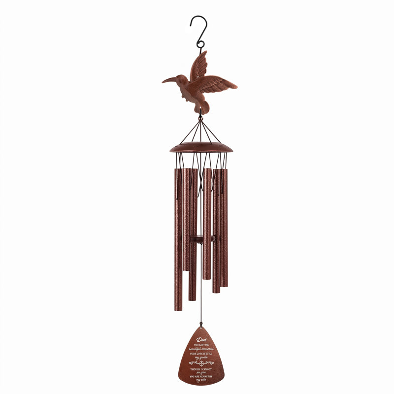 Carillon éolien colibri en aluminium aux tons profonds, décoration commémorative à suspendre pour patio et porche