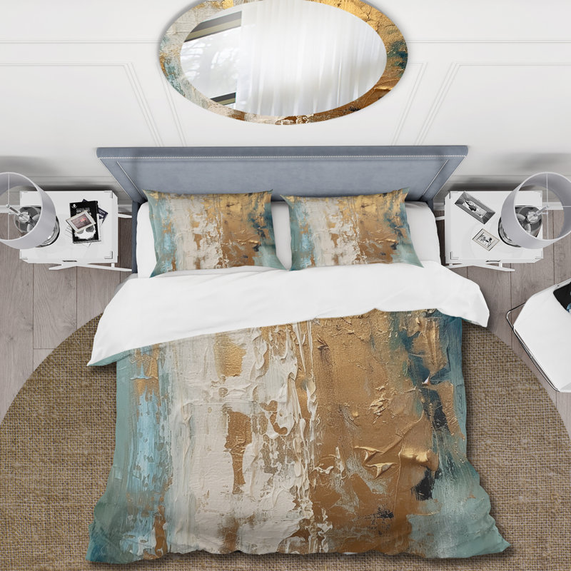 Ensemble de housse de couette abstraite Gilded Daydreames VII - microfibre de polyester