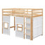 Twin Loft Bed With Built-in Storage And 2 Sunny Windows, Natural/white Wood Windows - No Box Spring Required,-1997383903